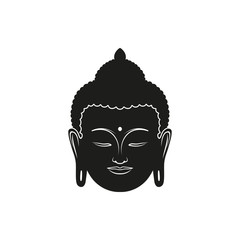 Vector illustration of beautiful buddha face isolated on white background.
