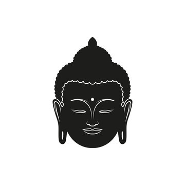 Vector illustration of beautiful buddha face isolated on white background.