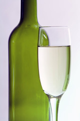 Bottle of wine and Cup isolated on white background
