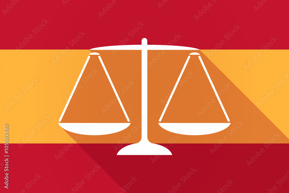 Poster spain long shadow flag with a justice weight scale sign