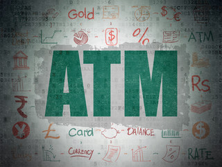 Banking concept: ATM on Digital Paper background