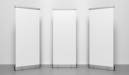 Presentation banners or rollup. 3D Illustration.