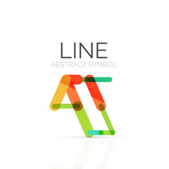 Linear abstract logo, connected multicolored segments of lines geometrical figure