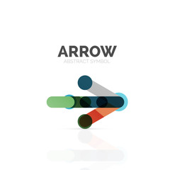 Linear arrow abstract logo, connected multicolored segments of lines in directional pointer figure