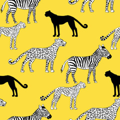 Seamless pattern with savanna animals