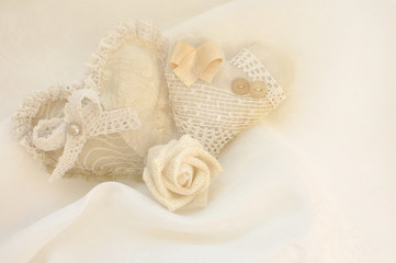 heart and rose on a white background