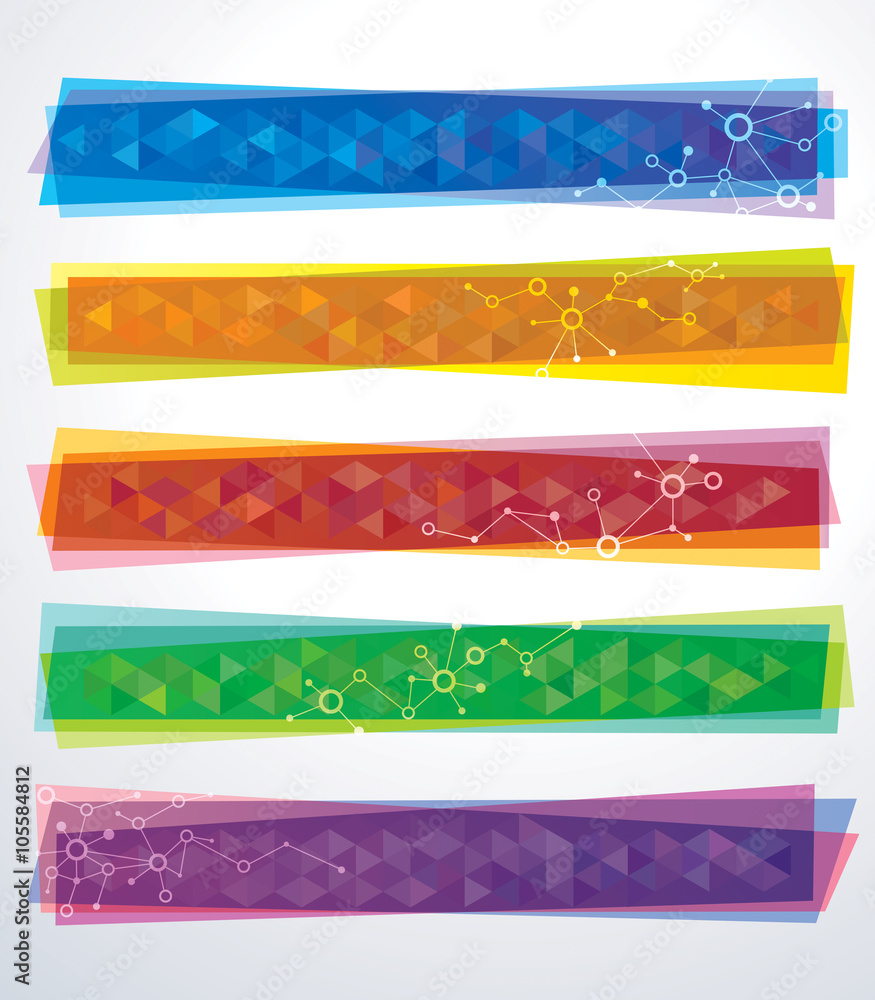 Poster a set of banner templates with geometric background.