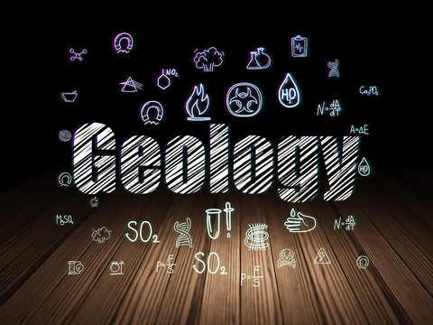 Science concept: Geology in grunge dark room