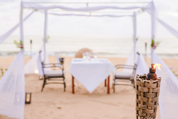 blurry romantic dinner setting