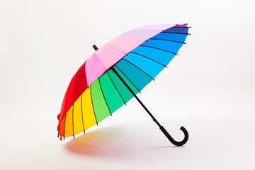 multicolored umbrella on white background