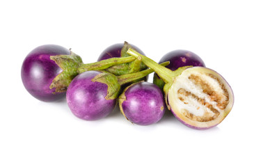 eggplant with stem on white background