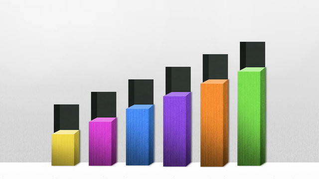 Six 3D square bar Chart, Increase economic graph (included alpha)
