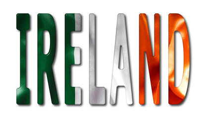 Ireland Word With Flag Texture