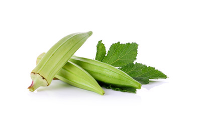 fresh okra isolated on a white background
