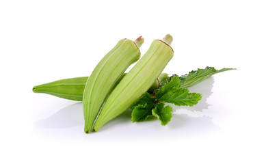 fresh okra isolated on a white background