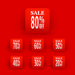 Red Sale tags.Sale discount origami for website