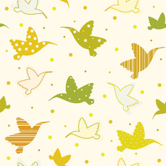 Seamless pattern with hummingbird.