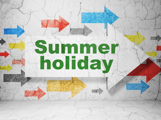 Tourism concept: arrow with Summer Holiday on grunge wall background