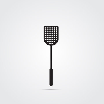 Fly Swatter Icon Black And White, Gray Scale Background