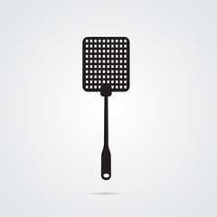 Fly swatter icon black and white, gray scale background - 105587224