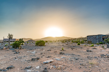 Sunrise at Jabal Akhdar in Al Hajar Mountains, Oman. This place is 2000 meters above sea level.