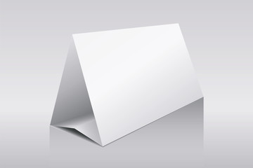 Blank paper horizontal triangle table ten cards on white background with reflections. Vector illustration.