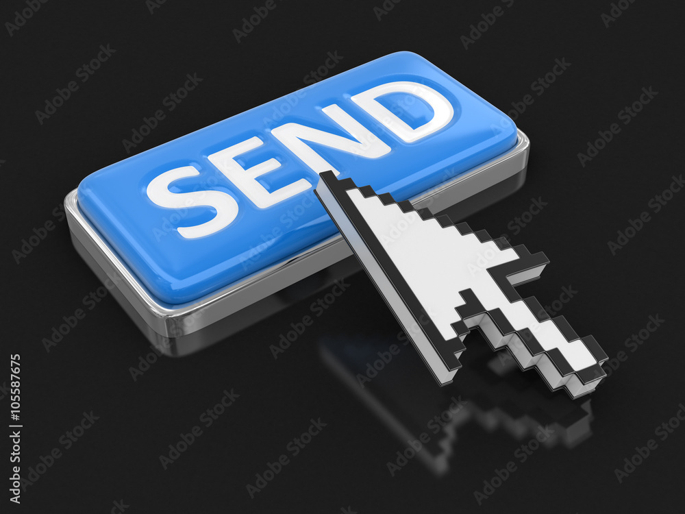 Poster cursor and button send. image with clipping path