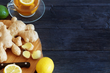 Cup of Ginger tea with lemon