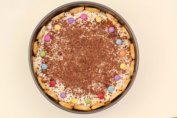 Cake with chocolate lentils