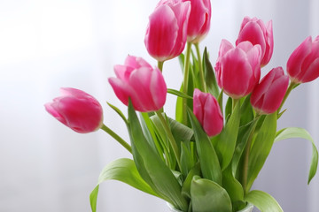 Bouquet of pink tulips, close up