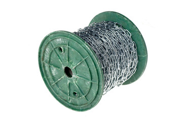 chain on green spool isolated on white
