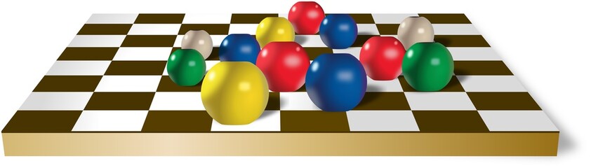 Chess table with colorful ball toys