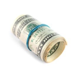 Dollar banknotes isolated on white