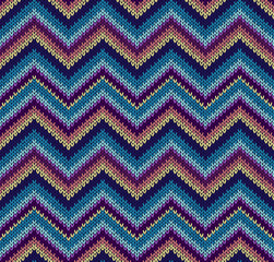 Style Seamless Knitted Pattern. Blue Pink Yellow Orange Color Il