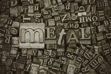 Close up of typeset letters with the word Metal