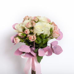 Close up of flower bouquet on white background