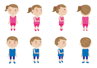 Fototapeta premium Girls, boys vector character sets