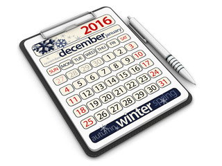 Clipboard with december. Image with clipping path