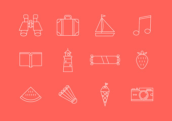 Summer outline icons