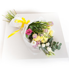 Close up of flower bouquet on white background