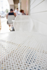 white metal table