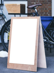 Signboard stand Mock up Poster Frame Flea market shop front