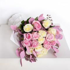 Close up of flower bouquet on white background