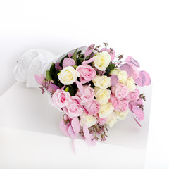 Close up of flower bouquet on white background