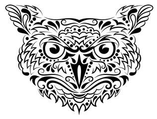 Obraz premium Head of an owl in tattoo style.