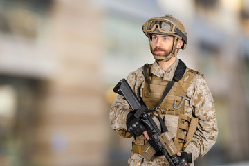 Soldier with rifle