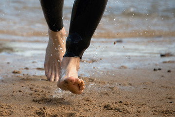 Triathlete based on the water detail on legs