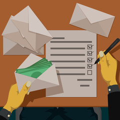 Checking the contents of the envelope