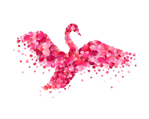 Naklejka premium swan of pink rose petals isolated on white