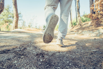 Man running in the forest